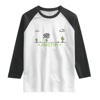 Funny Jimothy The Raccoon Raglan Shirt Pixel Art Retro Gaming Trash Panda Meme