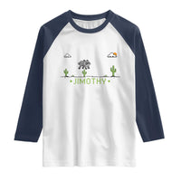 Funny Jimothy The Raccoon Raglan Shirt Pixel Art Retro Gaming Trash Panda Meme