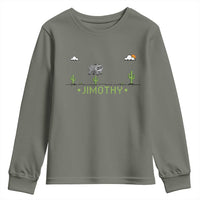Funny Jimothy The Raccoon Youth Sweatshirt Pixel Art Retro Gaming Trash Panda Meme