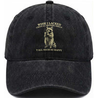 Funny Raccoon Coffee Drinker Washed Cotton Baseball Cap Wish I Lacked Critical Thinking Skills