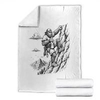 Funny Bigfoot Mountain Climber Throw Blanket Outdoor Hiking Adventure
