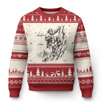 Funny Bigfoot Mountain Climber Ugly Christmas Sweater Outdoor Hiking Adventure