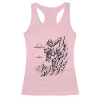 Funny Bigfoot Mountain Climber Racerback Tank Top Outdoor Hiking Adventure