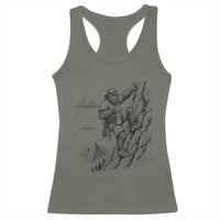 Funny Bigfoot Mountain Climber Racerback Tank Top Outdoor Hiking Adventure