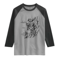 Funny Bigfoot Mountain Climber Raglan Shirt Outdoor Hiking Adventure
