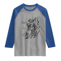 Funny Bigfoot Mountain Climber Raglan Shirt Outdoor Hiking Adventure