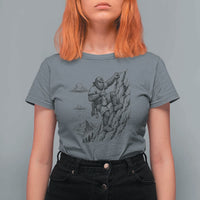 Funny Bigfoot Mountain Climber T Shirt For Women Outdoor Hiking Adventure