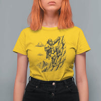 Funny Bigfoot Mountain Climber T Shirt For Women Outdoor Hiking Adventure
