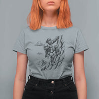Funny Bigfoot Mountain Climber T Shirt For Women Outdoor Hiking Adventure