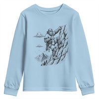 Funny Bigfoot Mountain Climber Youth Sweatshirt Outdoor Hiking Adventure