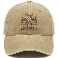 Football Mom Gift Washed Cotton Baseball Cap Proud Mom Of A Lineman