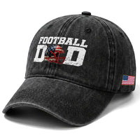 Proud Football Dad Washed Cotton Baseball Cap Funny Sports Fan Gift