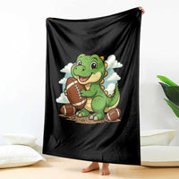 Cute Dinosaur Playing Football Throw Blanket Funny Kids Gift - Wonder Print Shop