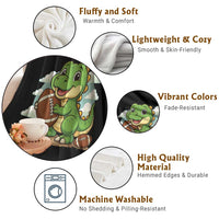 Cute Dinosaur Playing Football Throw Blanket Funny Kids Gift - Wonder Print Shop