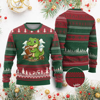 Cute Dinosaur Playing Football Ugly Christmas Sweater Funny Kids Gift - Wonder Print Shop
