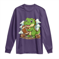 Cute Dinosaur Playing Football Long Sleeve Shirt Funny Kids Gift - Wonder Print Shop