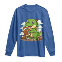 Cute Dinosaur Playing Football Long Sleeve Shirt Funny Kids Gift - Wonder Print Shop