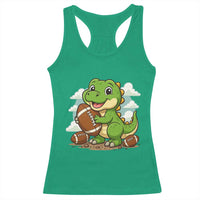 Cute Dinosaur Playing Football Racerback Tank Top Funny Kids Gift - Wonder Print Shop