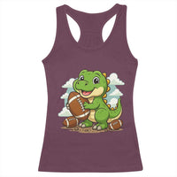 Cute Dinosaur Playing Football Racerback Tank Top Funny Kids Gift - Wonder Print Shop
