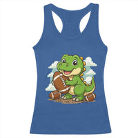 Cute Dinosaur Playing Football Racerback Tank Top Funny Kids Gift - Wonder Print Shop