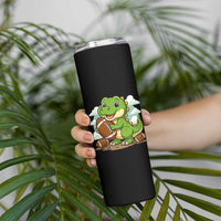 Cute Dinosaur Playing Football Skinny Tumbler Funny Kids Gift - Wonder Print Shop