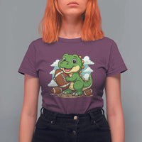 Cute Dinosaur Playing Football T Shirt For Women Funny Kids Gift - Wonder Print Shop