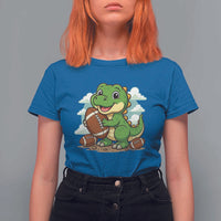 Cute Dinosaur Playing Football T Shirt For Women Funny Kids Gift - Wonder Print Shop