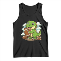 Cute Dinosaur Playing Football Tank Top Funny Kids Gift - Wonder Print Shop