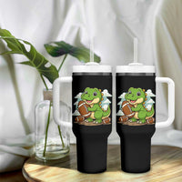 Cute Dinosaur Playing Football Tumbler With Handle Funny Kids Gift - Wonder Print Shop