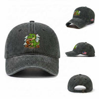 Cute Dinosaur Playing Football Washed Cotton Baseball Cap Funny Kids Gift