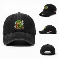 Cute Dinosaur Playing Football Washed Cotton Baseball Cap Funny Kids Gift