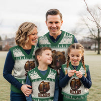 Fear The Bear Football V-Neck Knit Sweater Vest Game Day Sports Fan Gift - Wonder Print Shop