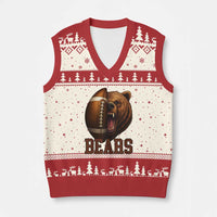 Fear The Bear Football V-Neck Knit Sweater Vest Game Day Sports Fan Gift - Wonder Print Shop