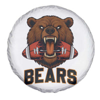 Football Player Gift Spare Tire Cover Fierce Bear Biting Ball - Wonder Print Shop