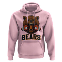 Football Player Gift Hoodie Fierce Bear Biting Ball - Wonder Print Shop
