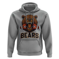 Football Player Gift Hoodie Fierce Bear Biting Ball - Wonder Print Shop