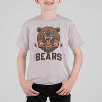 Football Player Gift T Shirt For Kid Fierce Bear Biting Ball - Wonder Print Shop