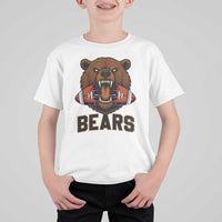 Football Player Gift T Shirt For Kid Fierce Bear Biting Ball - Wonder Print Shop