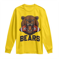 Football Player Gift Long Sleeve Shirt Fierce Bear Biting Ball - Wonder Print Shop