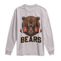 Football Player Gift Long Sleeve Shirt Fierce Bear Biting Ball - Wonder Print Shop