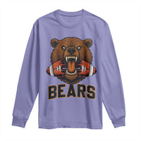 Football Player Gift Long Sleeve Shirt Fierce Bear Biting Ball - Wonder Print Shop
