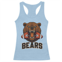 Football Player Gift Racerback Tank Top Fierce Bear Biting Ball - Wonder Print Shop