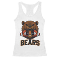 Football Player Gift Racerback Tank Top Fierce Bear Biting Ball - Wonder Print Shop