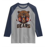 Football Player Gift Raglan Shirt Fierce Bear Biting Ball - Wonder Print Shop