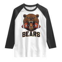 Football Player Gift Raglan Shirt Fierce Bear Biting Ball - Wonder Print Shop
