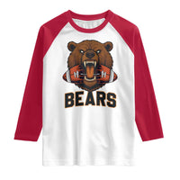 Football Player Gift Raglan Shirt Fierce Bear Biting Ball - Wonder Print Shop