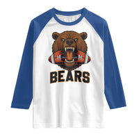 Football Player Gift Raglan Shirt Fierce Bear Biting Ball - Wonder Print Shop