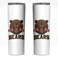 Football Player Gift Skinny Tumbler Fierce Bear Biting Ball - Wonder Print Shop