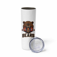 Football Player Gift Skinny Tumbler Fierce Bear Biting Ball - Wonder Print Shop
