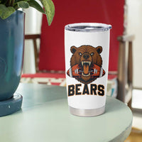 Football Player Gift Tumbler Cup Fierce Bear Biting Ball - Wonder Print Shop